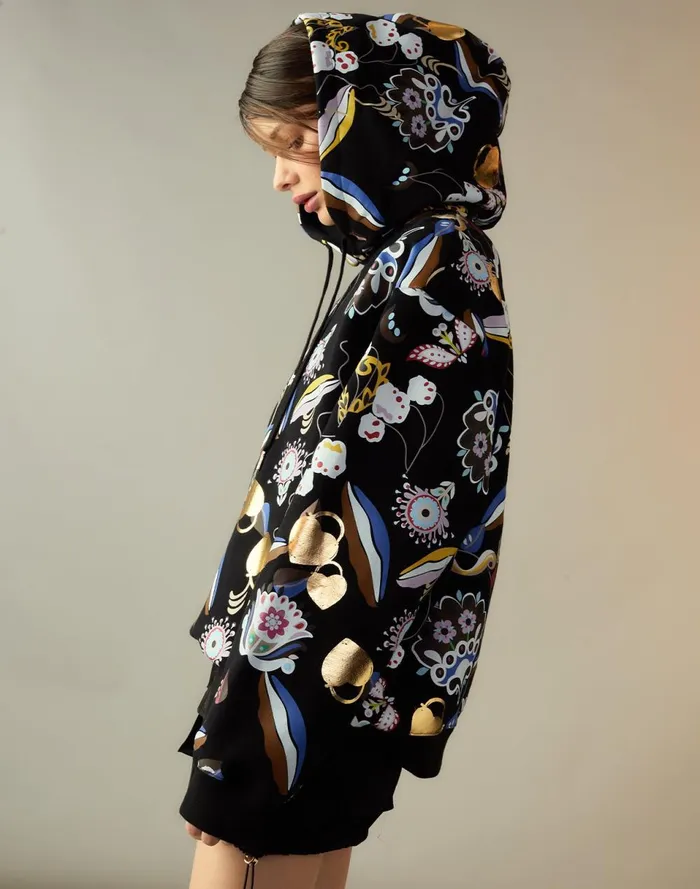 Women Cynthia Rowley Tops Gilded Garden Sweatshirt Black Women Cynthia Rowley Tops Gilded Garden Sweatshirt Black