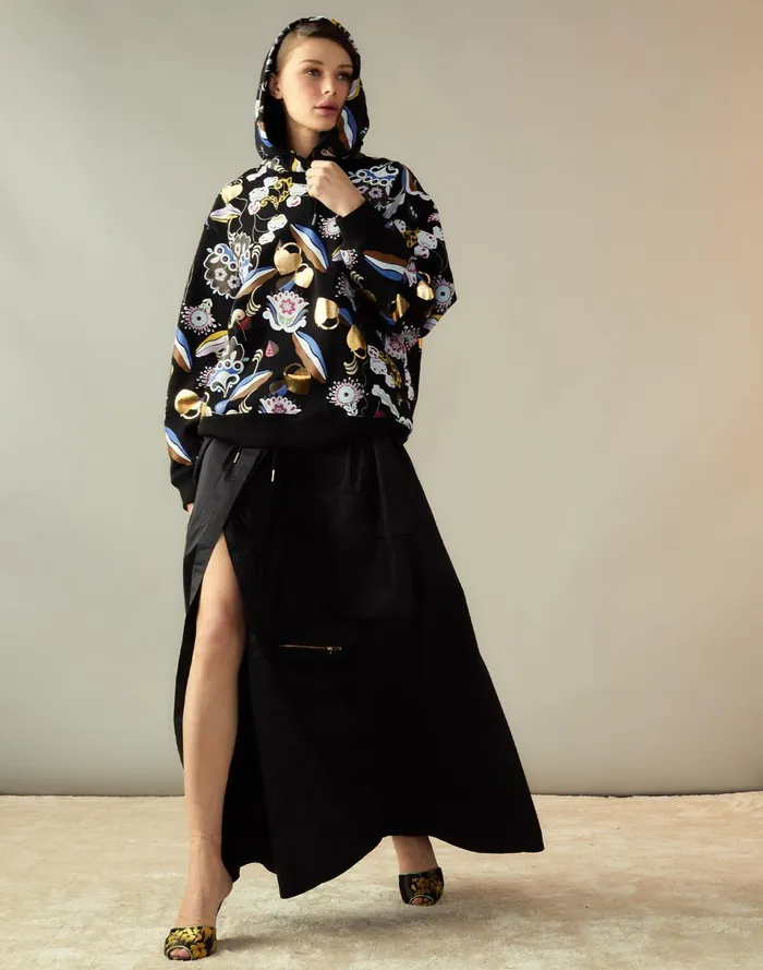 Women Cynthia Rowley Tops Gilded Garden Sweatshirt Black Women Cynthia Rowley Tops Gilded Garden Sweatshirt Black