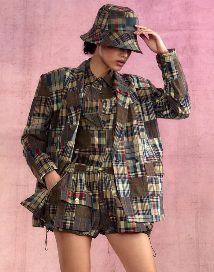 Women Cynthia Rowley Tops Madrid Madras Blazer Plaid Women Cynthia Rowley Tops Madrid Madras Blazer Plaid