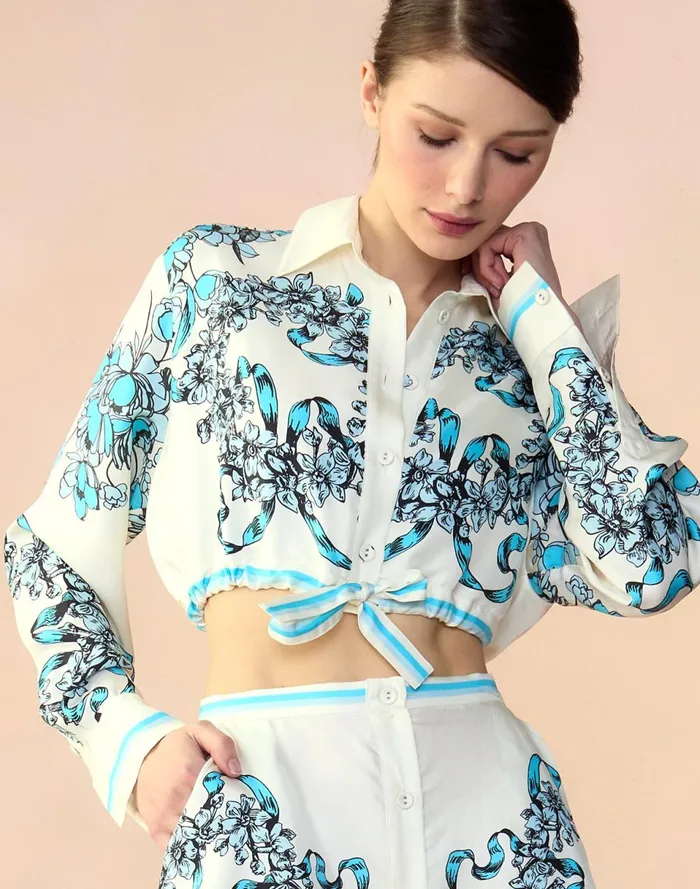 Women Cynthia Rowley Tops Marseille Shirt Wtblu Women Cynthia Rowley Tops Marseille Shirt Wtblu