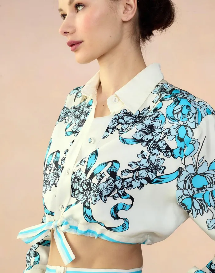 Women Cynthia Rowley Tops Marseille Shirt Wtblu Women Cynthia Rowley Tops Marseille Shirt Wtblu