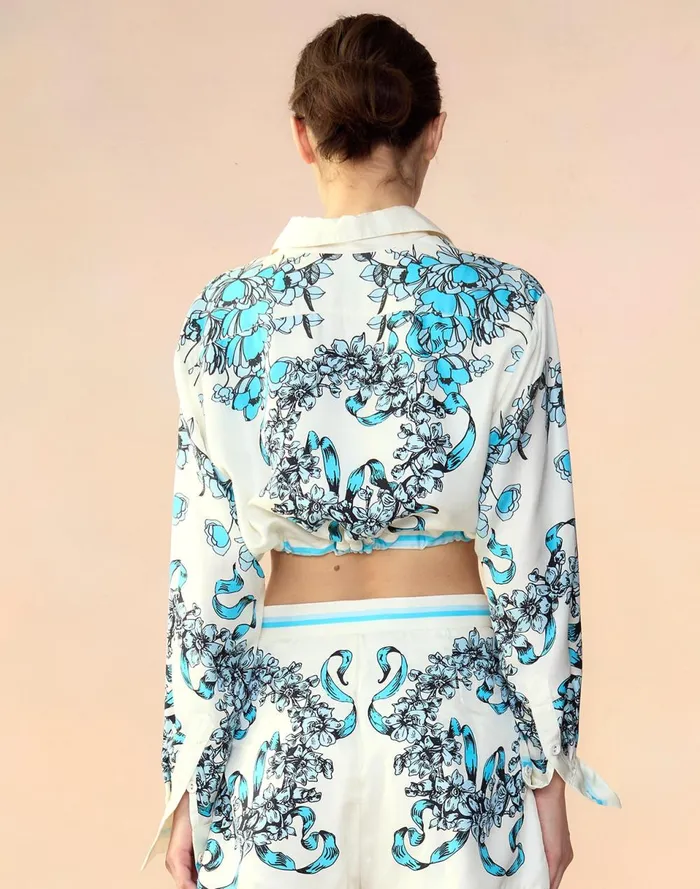 Women Cynthia Rowley Tops Marseille Shirt Wtblu Women Cynthia Rowley Tops Marseille Shirt Wtblu
