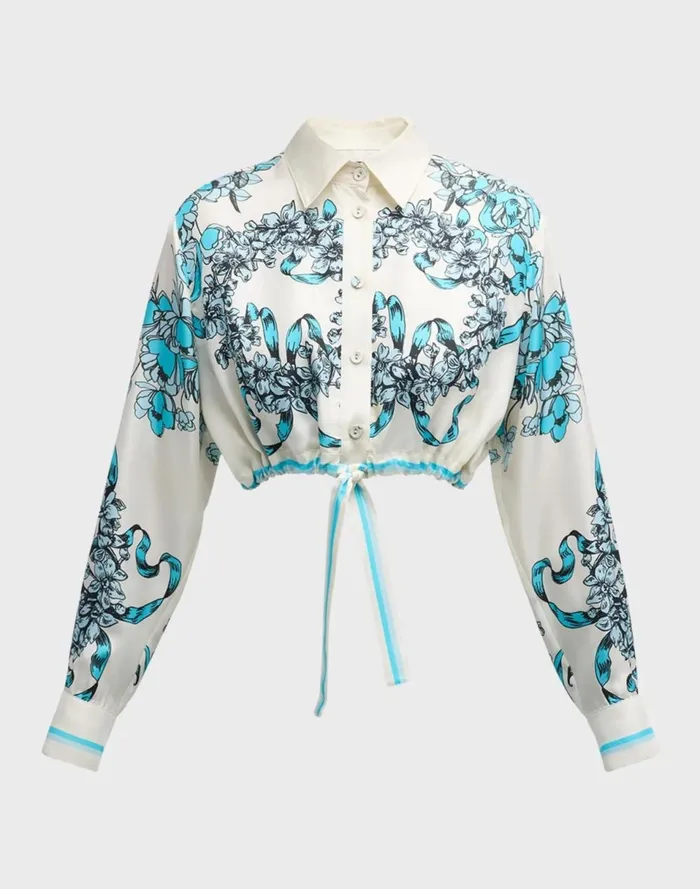 Women Cynthia Rowley Tops Marseille Shirt Wtblu Women Cynthia Rowley Tops Marseille Shirt Wtblu