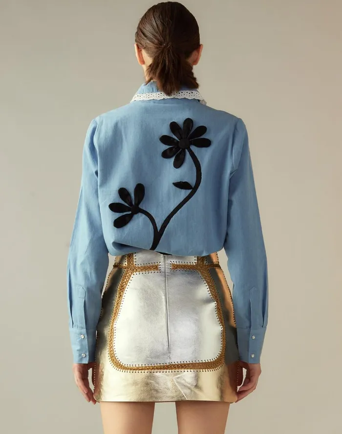 Women Cynthia Rowley Tops Not My First Rodeo Shirt Bluchm Women Cynthia Rowley Tops Not My First Rodeo Shirt Bluchm