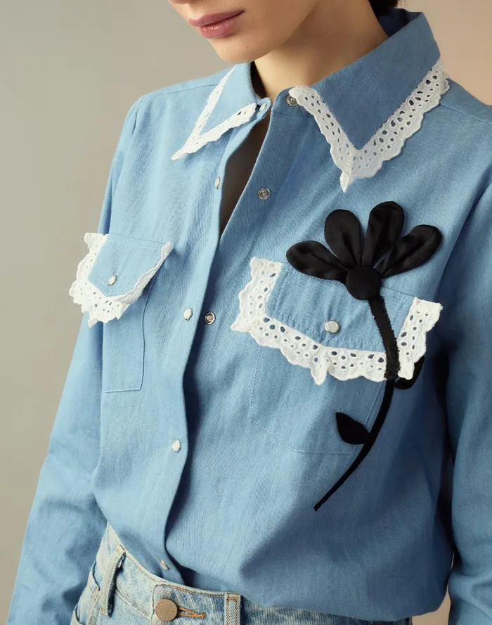 Women Cynthia Rowley Tops Not My First Rodeo Shirt Bluchm Women Cynthia Rowley Tops Not My First Rodeo Shirt Bluchm