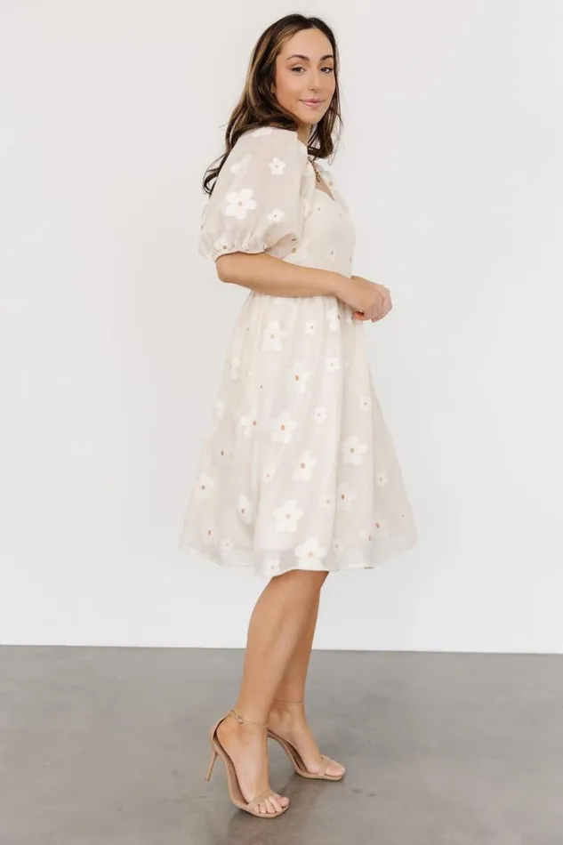 Women Daisy Short Dress Vintage Cream Floral Baltic Born Bump Friendly Women Daisy Short Dress Vintage Cream Floral Baltic Born Bump Friendly