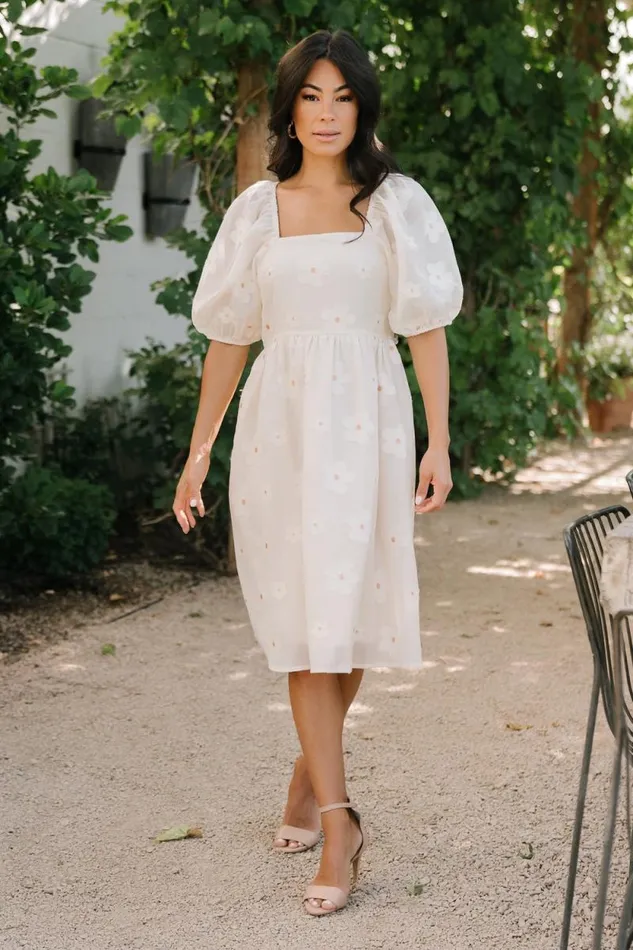 Women Daisy Short Dress Vintage Cream Floral Baltic Born Bump Friendly Women Daisy Short Dress Vintage Cream Floral Baltic Born Bump Friendly