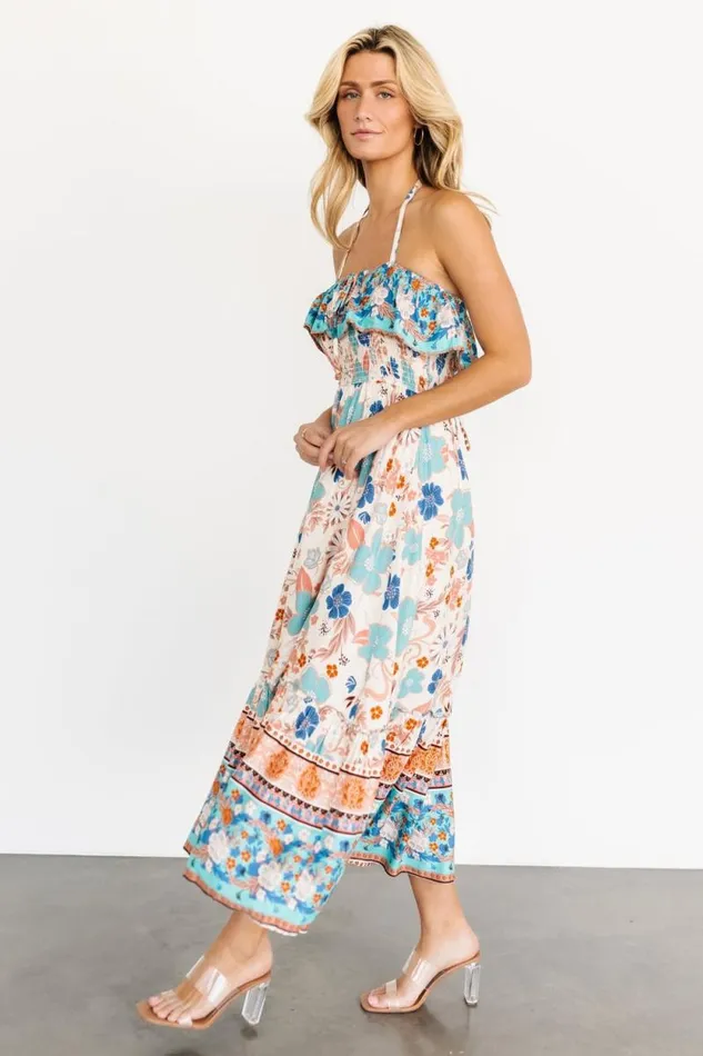 Women Dali Midi Dress Natural Blue Floral Baltic Born Midi Dresses