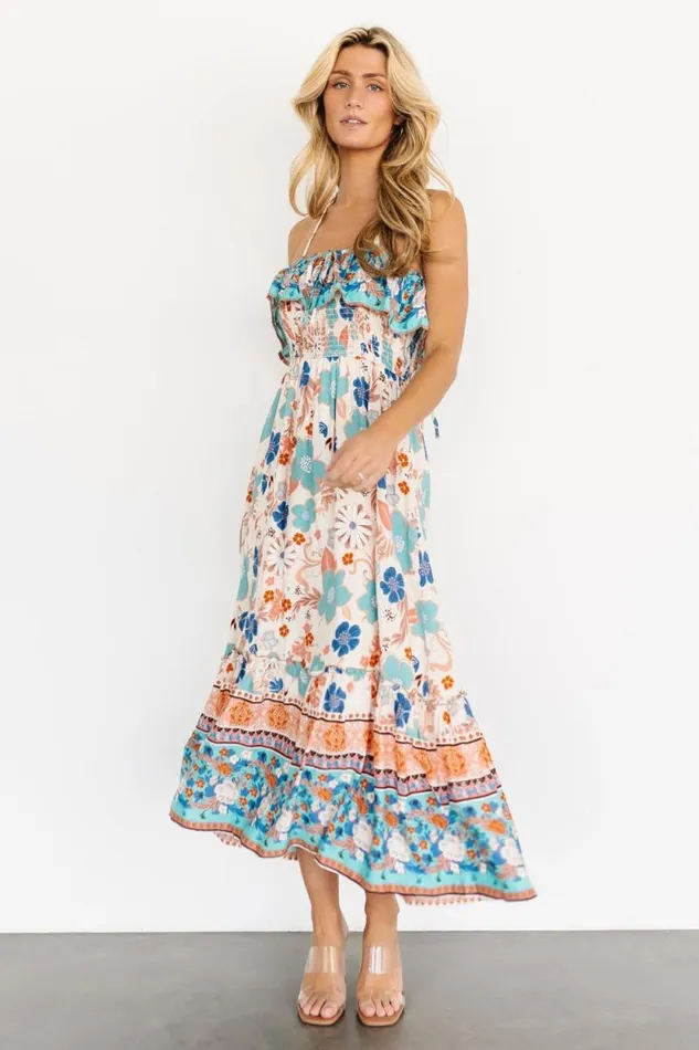 Women Dali Midi Dress Natural Blue Floral Baltic Born Midi Dresses Women Dali Midi Dress Natural Blue Floral Baltic Born Midi Dresses