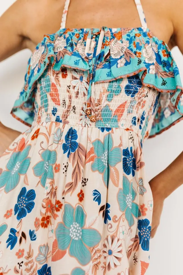 Women Dali Midi Dress Natural Blue Floral Baltic Born Midi Dresses Women Dali Midi Dress Natural Blue Floral Baltic Born Midi Dresses