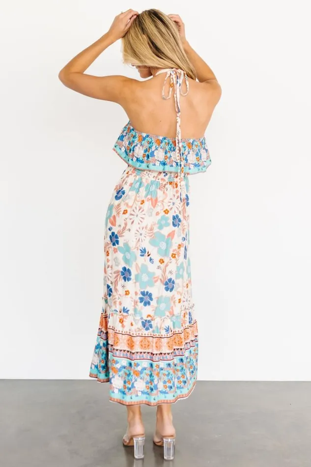 Women Dali Midi Dress Natural Blue Floral Baltic Born Midi Dresses Women Dali Midi Dress Natural Blue Floral Baltic Born Midi Dresses