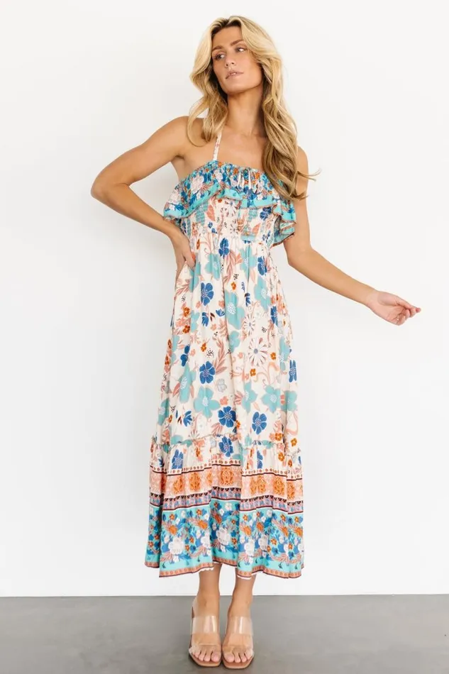 Women Dali Midi Dress Natural Blue Floral Baltic Born Midi Dresses Women Dali Midi Dress Natural Blue Floral Baltic Born Midi Dresses