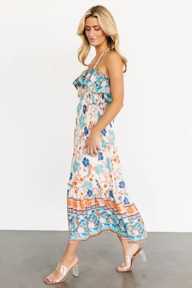 Women Dali Midi Dress Natural Blue Floral Baltic Born Midi Dresses Women Dali Midi Dress Natural Blue Floral Baltic Born Midi Dresses