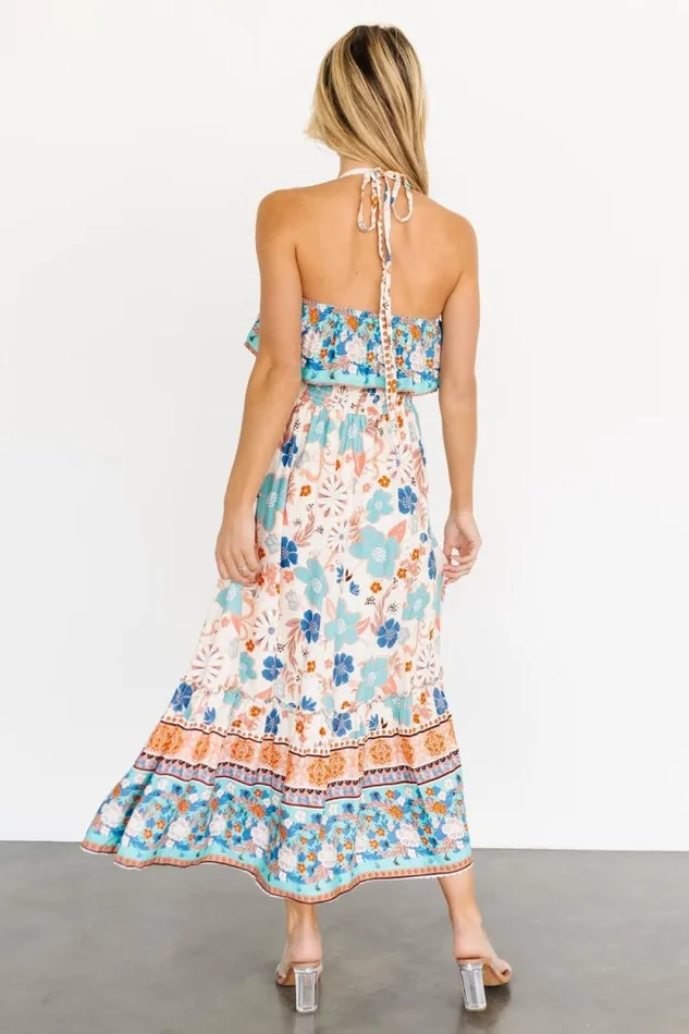 Women Dali Midi Dress Natural Blue Floral Baltic Born Midi Dresses Women Dali Midi Dress Natural Blue Floral Baltic Born Midi Dresses