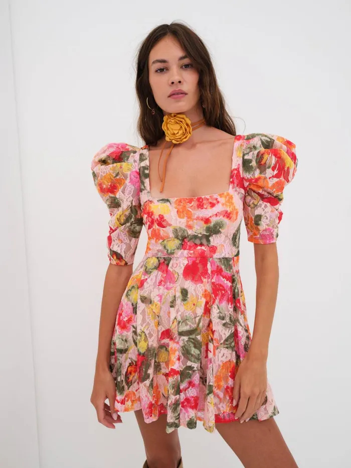 Women Dascha Puff Sleeve Mini Dress Pink For Love and Lemons Dresses Women Dascha Puff Sleeve Mini Dress Pink For Love and Lemons Dresses