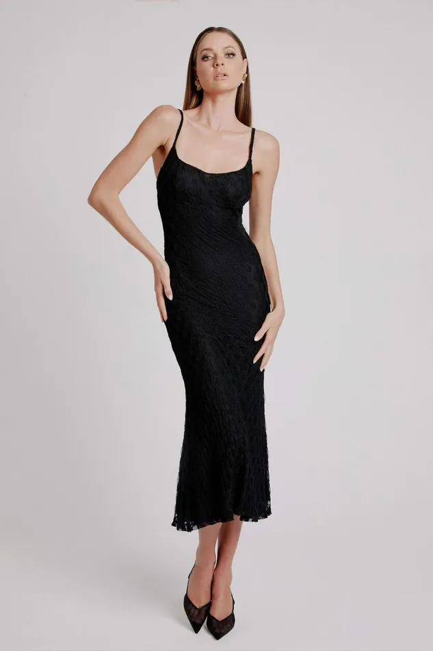 Women Day To Night Dresses Bardot Adoni Mesh Midi Dress In Black Black