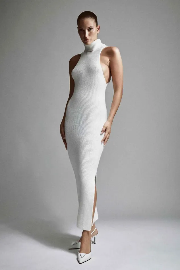 Women Day To Night Dresses Bardot Mariano Knit Maxi Dress In Orchid White Orchid White