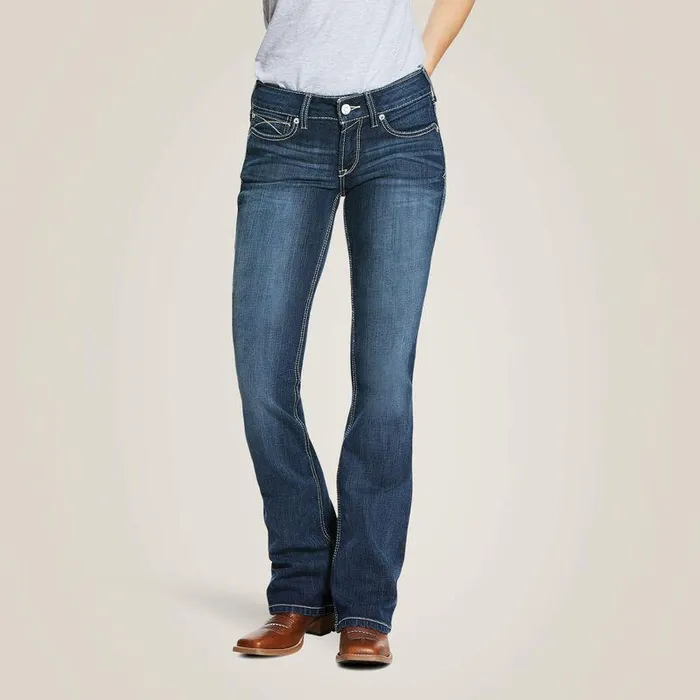 Women Denim Ariat REAL Mid Rise Arrow Fit Stretch Shayla Boot Cut Jean Gemstone