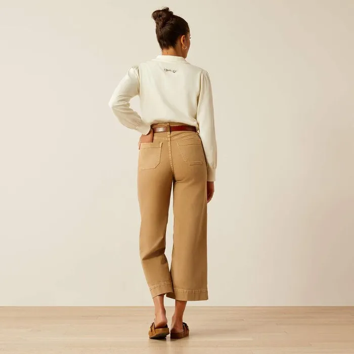 Women Denim Ariat Ultra High Rise Countryside Wide Leg Crop Jeans French Khaki Women Denim Ariat Ultra High Rise Countryside Wide Leg Crop Jeans French Khaki