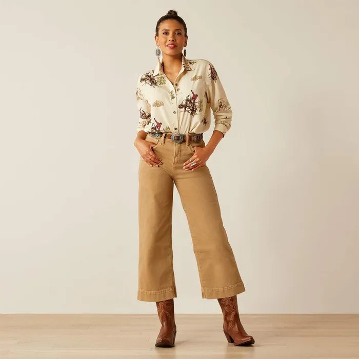 Women Denim Ariat Ultra High Rise Countryside Wide Leg Crop Jeans French Khaki Women Denim Ariat Ultra High Rise Countryside Wide Leg Crop Jeans French Khaki
