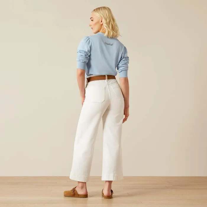 Women Denim Ariat Ultra High Rise Countryside Wide Leg Crop Jeans White Women Denim Ariat Ultra High Rise Countryside Wide Leg Crop Jeans White