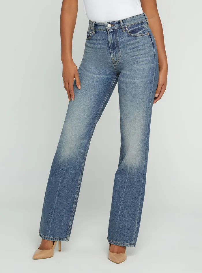 Women Denim GUESS Eco Highrise 80s Straight Leg Denim Jeans In Confidence Wash