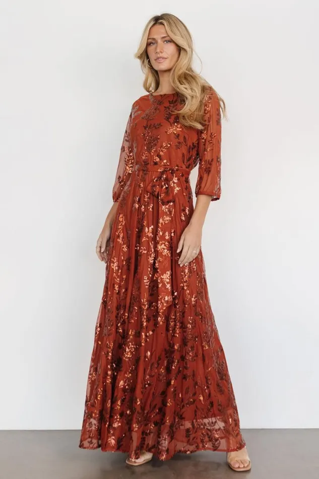 Women Destiny Sequin Maxi Dress Cinnamon Baltic Born Embellished and Sequined Women Destiny Sequin Maxi Dress Cinnamon Baltic Born Embellished and Sequined