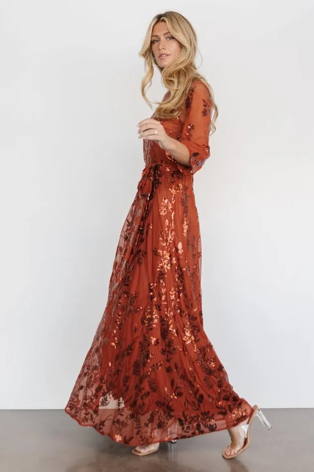 Women Destiny Sequin Maxi Dress Cinnamon Baltic Born Embellished and Sequined Women Destiny Sequin Maxi Dress Cinnamon Baltic Born Embellished and Sequined
