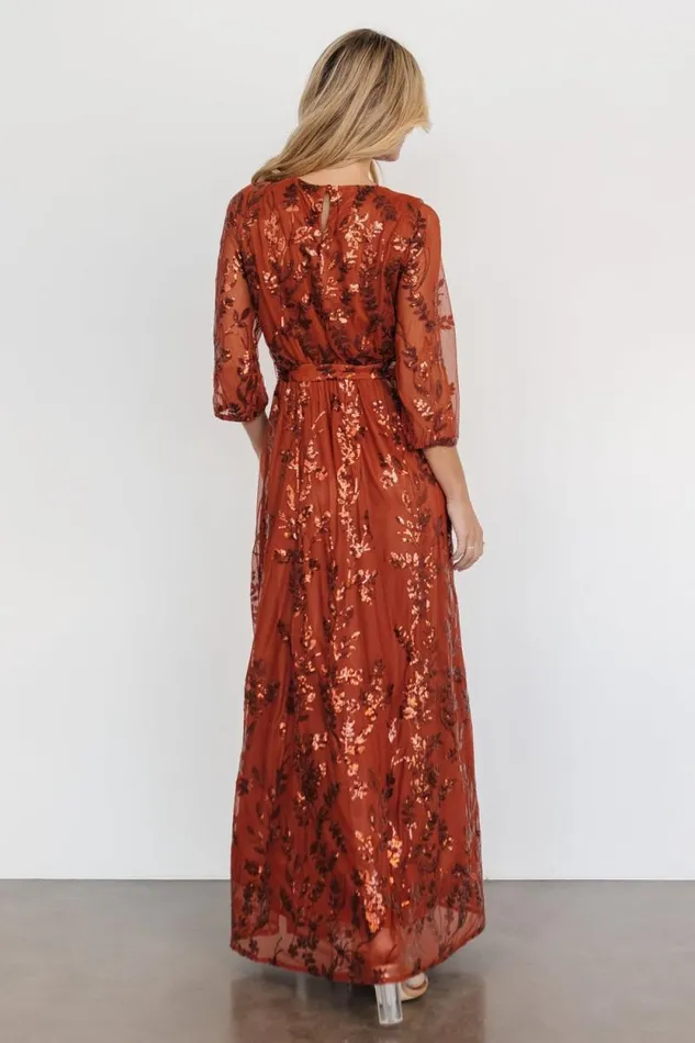 Women Destiny Sequin Maxi Dress Cinnamon Baltic Born Embellished and Sequined Women Destiny Sequin Maxi Dress Cinnamon Baltic Born Embellished and Sequined