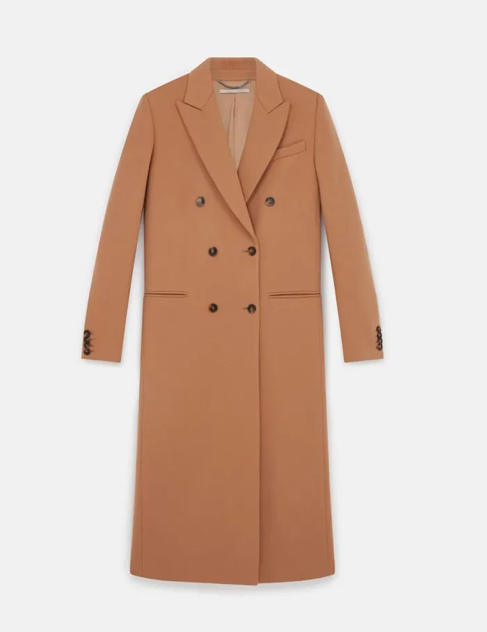 Women Double Breasted Longline Coat Camel Beige Stella McCartney Coats And Jackets