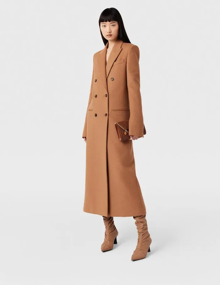 Women Double Breasted Longline Coat Camel Beige Stella McCartney Coats And Jackets Women Double Breasted Longline Coat Camel Beige Stella McCartney Coats And Jackets