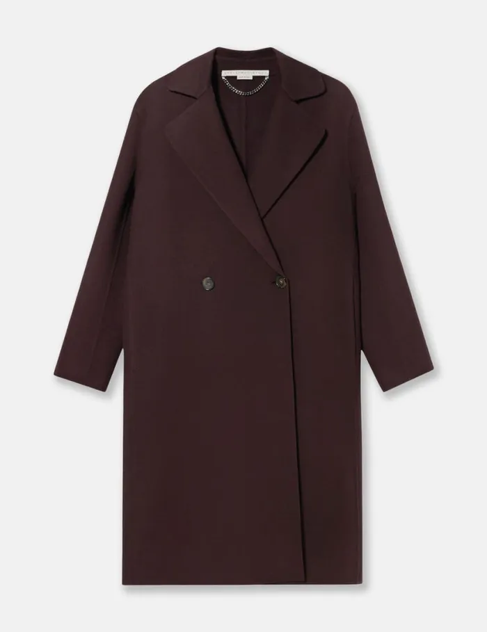 Women Double Breasted Longline Coat Chocolate Brown Stella McCartney Coats And Jackets