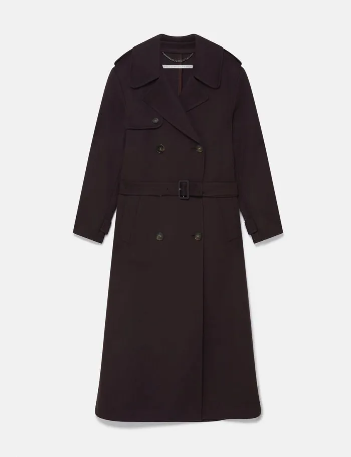 Women DoubleFaced Belted Trench Coat Chocolate Brown Stella McCartney Coats And Jackets Women DoubleFaced Belted Trench Coat Chocolate Brown Stella McCartney Coats And Jackets