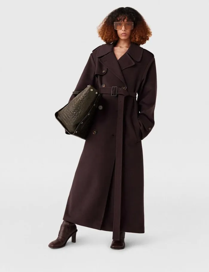 Women DoubleFaced Belted Trench Coat Chocolate Brown Stella McCartney Coats And Jackets Women DoubleFaced Belted Trench Coat Chocolate Brown Stella McCartney Coats And Jackets