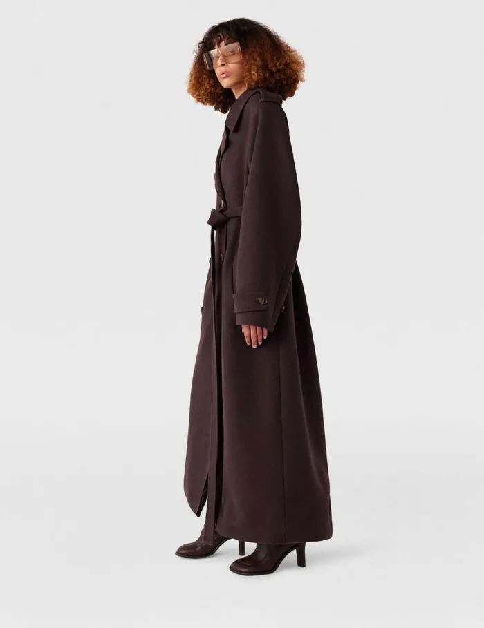 Women DoubleFaced Belted Trench Coat Chocolate Brown Stella McCartney Coats And Jackets Women DoubleFaced Belted Trench Coat Chocolate Brown Stella McCartney Coats And Jackets