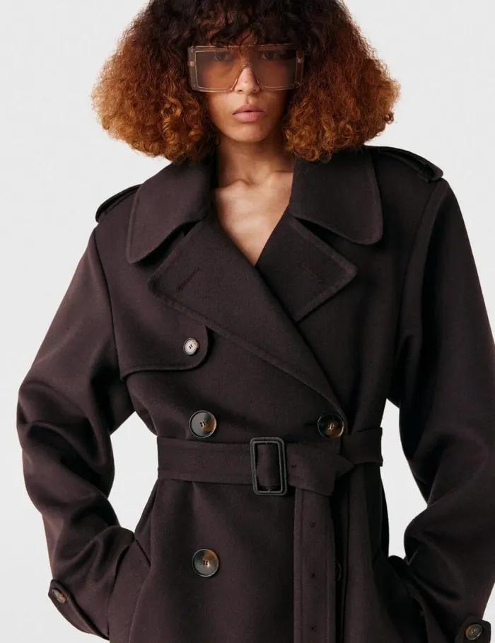 Women DoubleFaced Belted Trench Coat Chocolate Brown Stella McCartney Coats And Jackets Women DoubleFaced Belted Trench Coat Chocolate Brown Stella McCartney Coats And Jackets