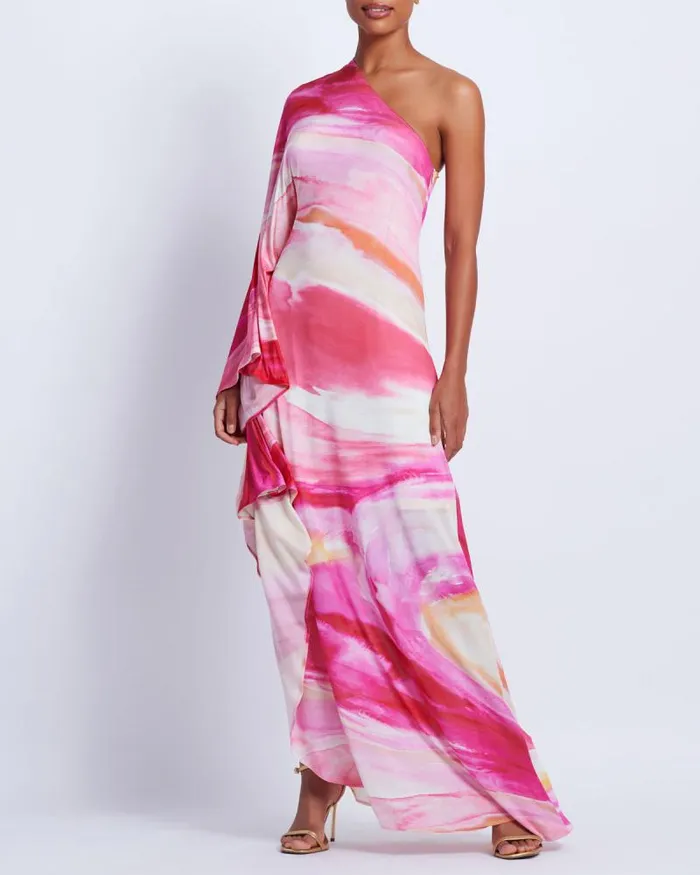 Women Dresses and Jumpsuits PatBO Aura Stretch One Shoulder Maxi Dress FINAL SALE Pink Multi