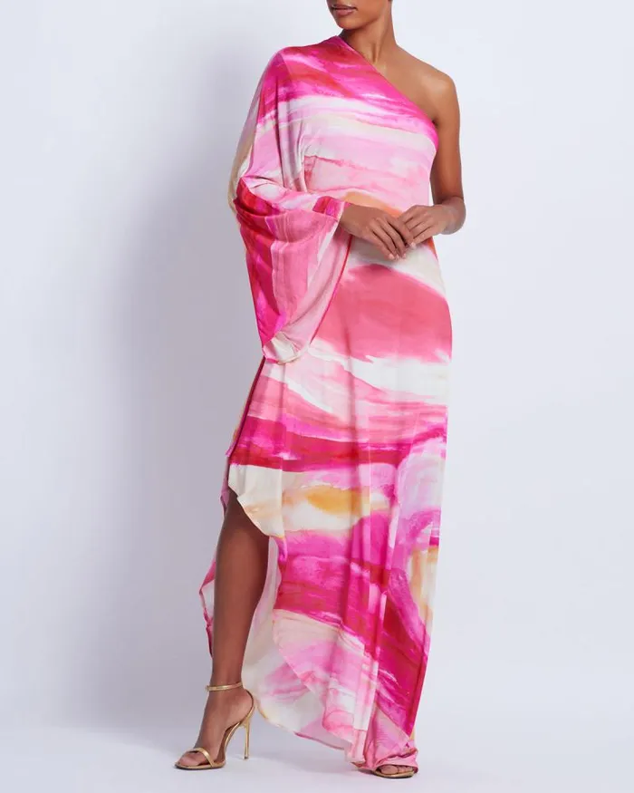 Women Dresses and Jumpsuits PatBO Aura Stretch One Shoulder Maxi Dress FINAL SALE Pink Multi