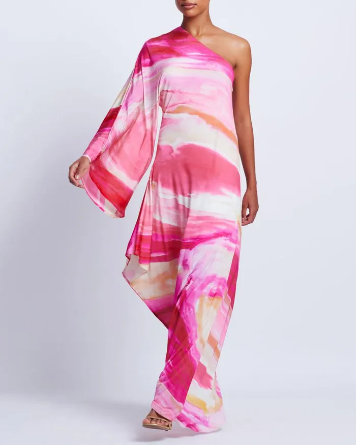 Women Dresses and Jumpsuits PatBO Aura Stretch One Shoulder Maxi Dress FINAL SALE Pink Multi