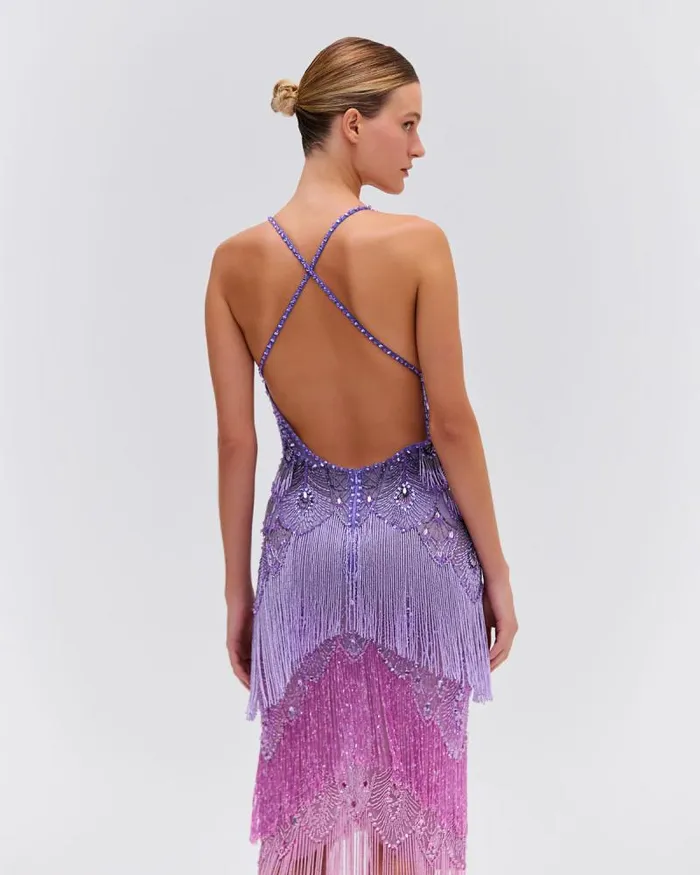 Women Dresses and Jumpsuits PatBO HandBeaded Ombre Gown Bright Lilac