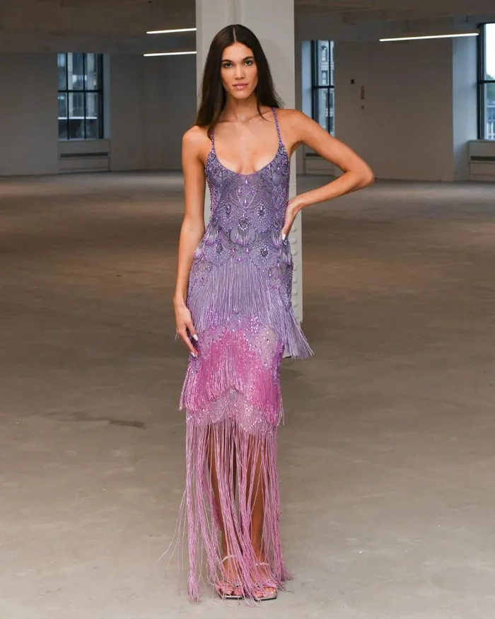 Women Dresses and Jumpsuits PatBO HandBeaded Ombre Gown Bright Lilac