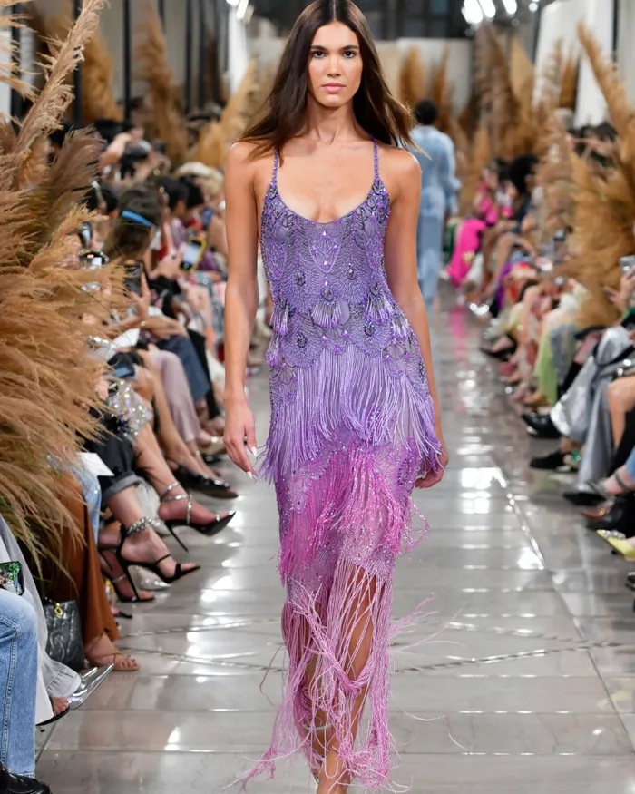 Women Dresses and Jumpsuits PatBO HandBeaded Ombre Gown Bright Lilac