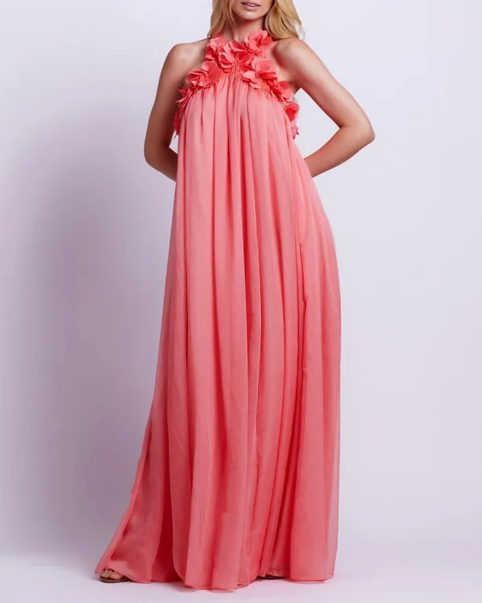 Women Dresses and Jumpsuits PatBO HandEmbroidered 3D Flower Gown FINAL SALE Pche