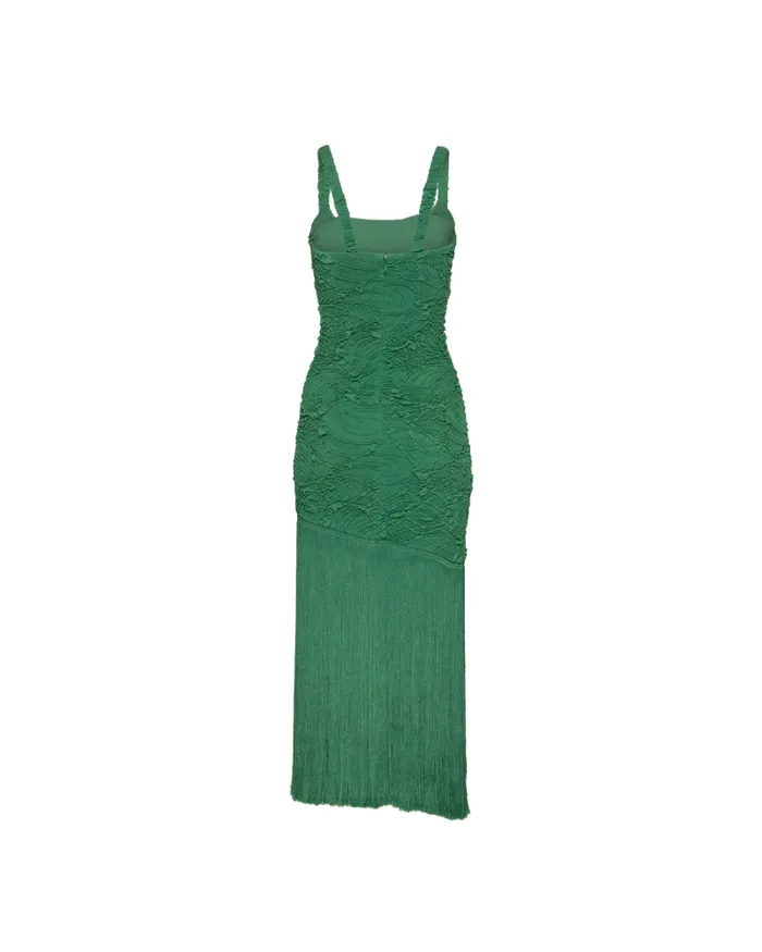 Women Dresses and Jumpsuits PatBO Jacquard Fringe Maxi Dress FINAL SALE Emerald
