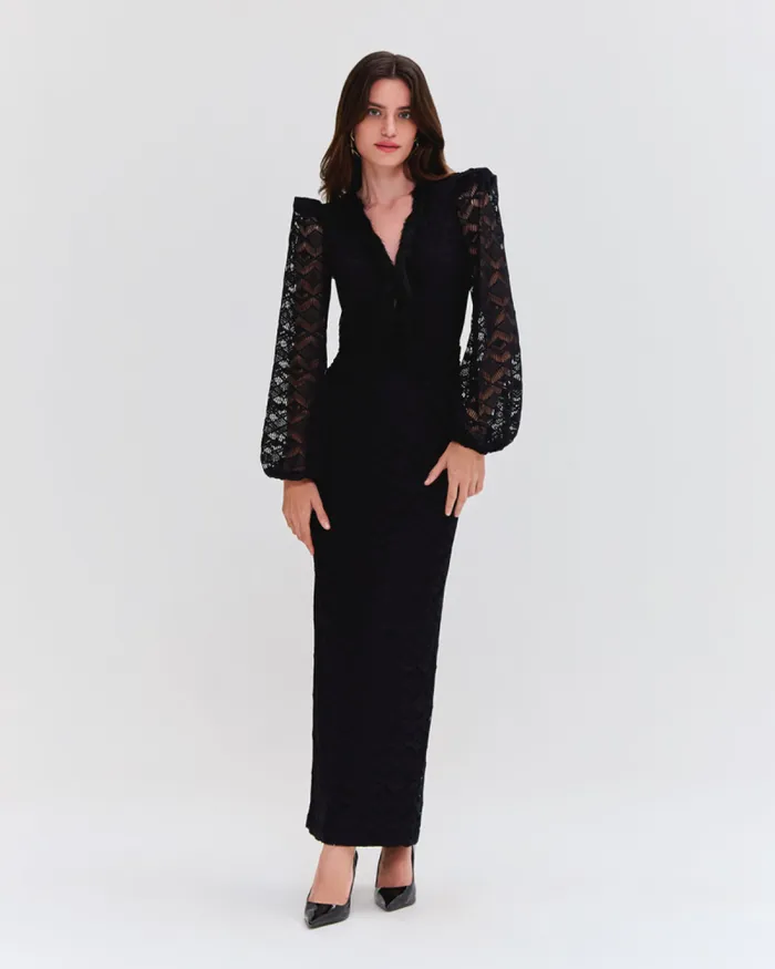 Women Dresses and Jumpsuits PatBO LACE DEEP V MIDI DRESS Black