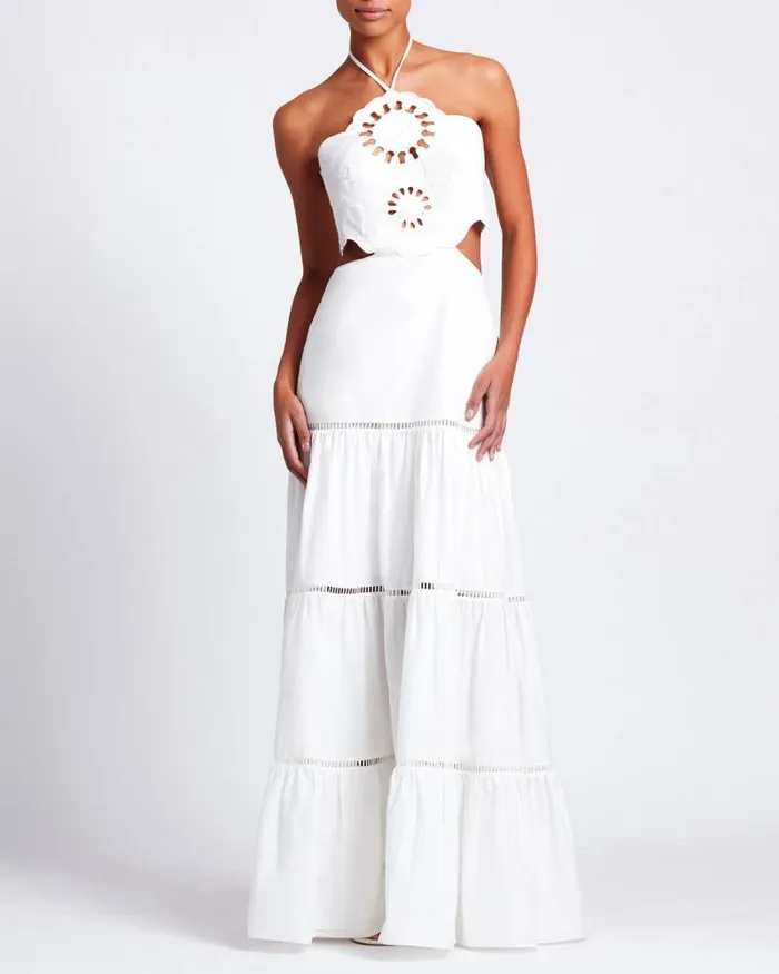Women Dresses and Jumpsuits PatBO Lasercut Cotton Poplin Maxi Dress FINAL SALE White