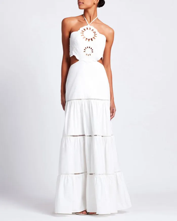 Women Dresses and Jumpsuits PatBO Lasercut Cotton Poplin Maxi Dress FINAL SALE White