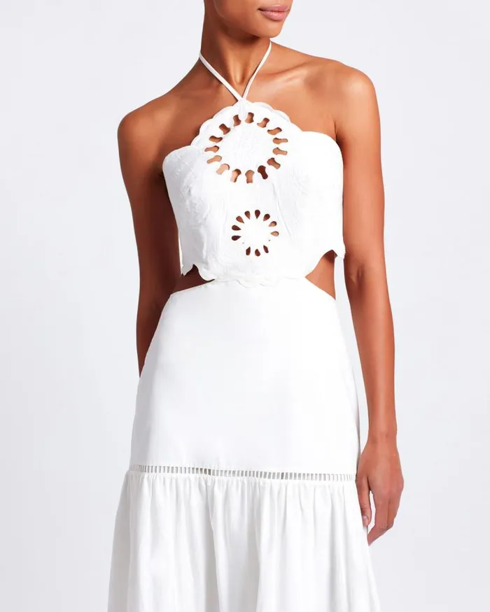 Women Dresses and Jumpsuits PatBO Lasercut Cotton Poplin Maxi Dress FINAL SALE White