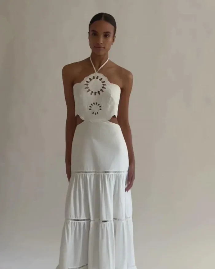 Women Dresses and Jumpsuits PatBO Lasercut Cotton Poplin Maxi Dress FINAL SALE White
