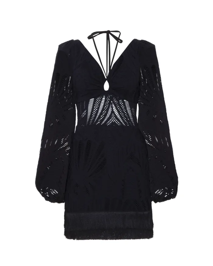 Women Dresses and Jumpsuits PatBO Long Sleeve Lace Mini Dress FINAL SALE Black